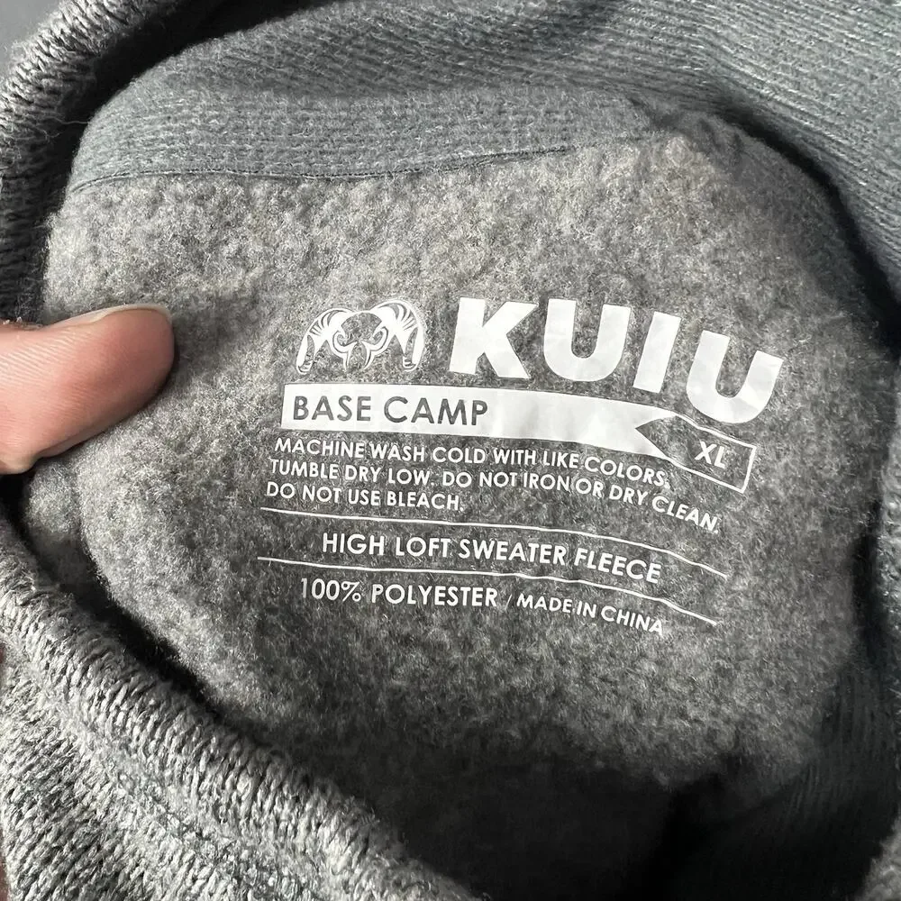 KUIU Sweater Mens XL Gray Base Camp High Loft Sweater Fleece 1/4 Zip Hunting